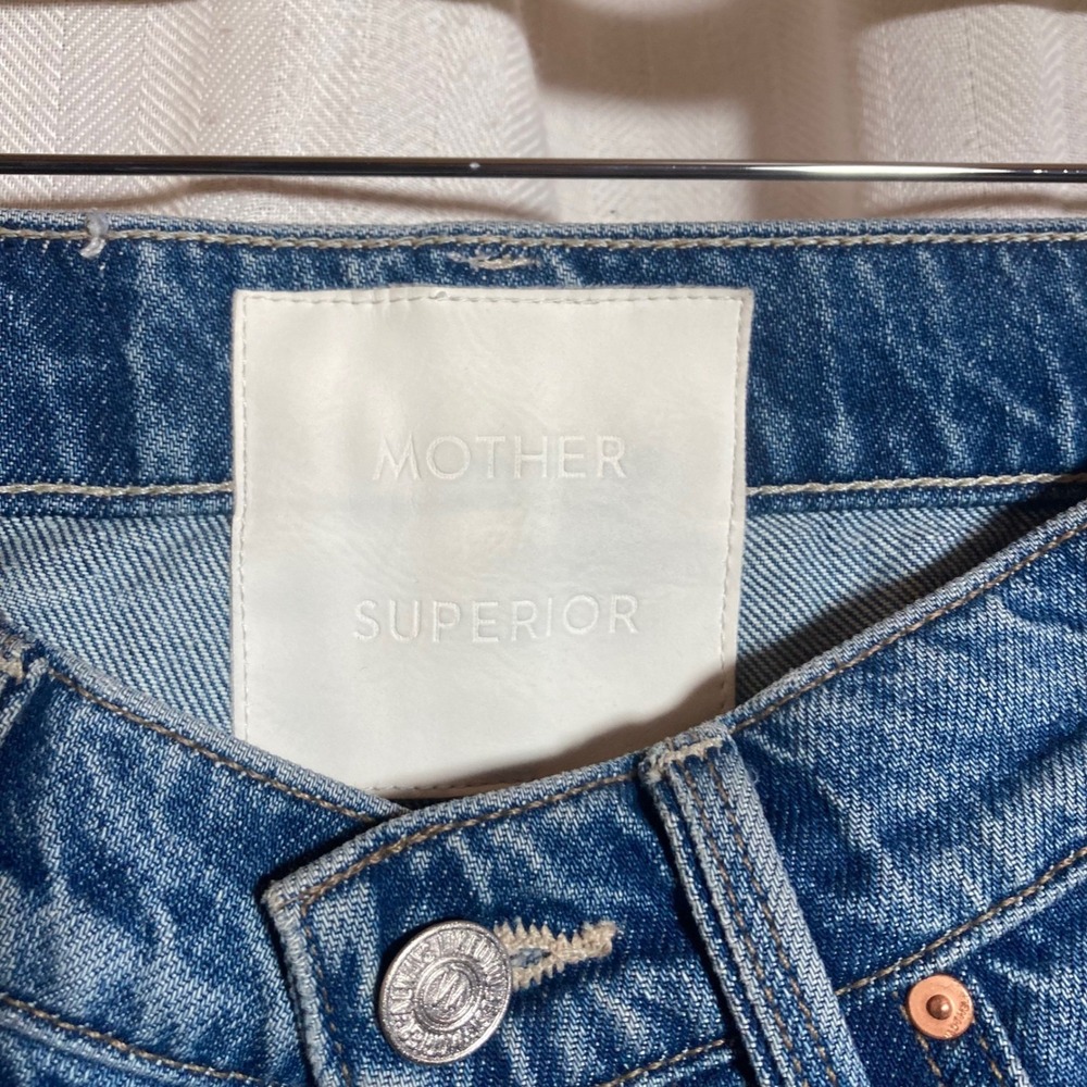 Mother Superior The Tune Up Hover Cuff Jeans Blue High Rise Straight Leg Size 24 - Picture 1 of 11